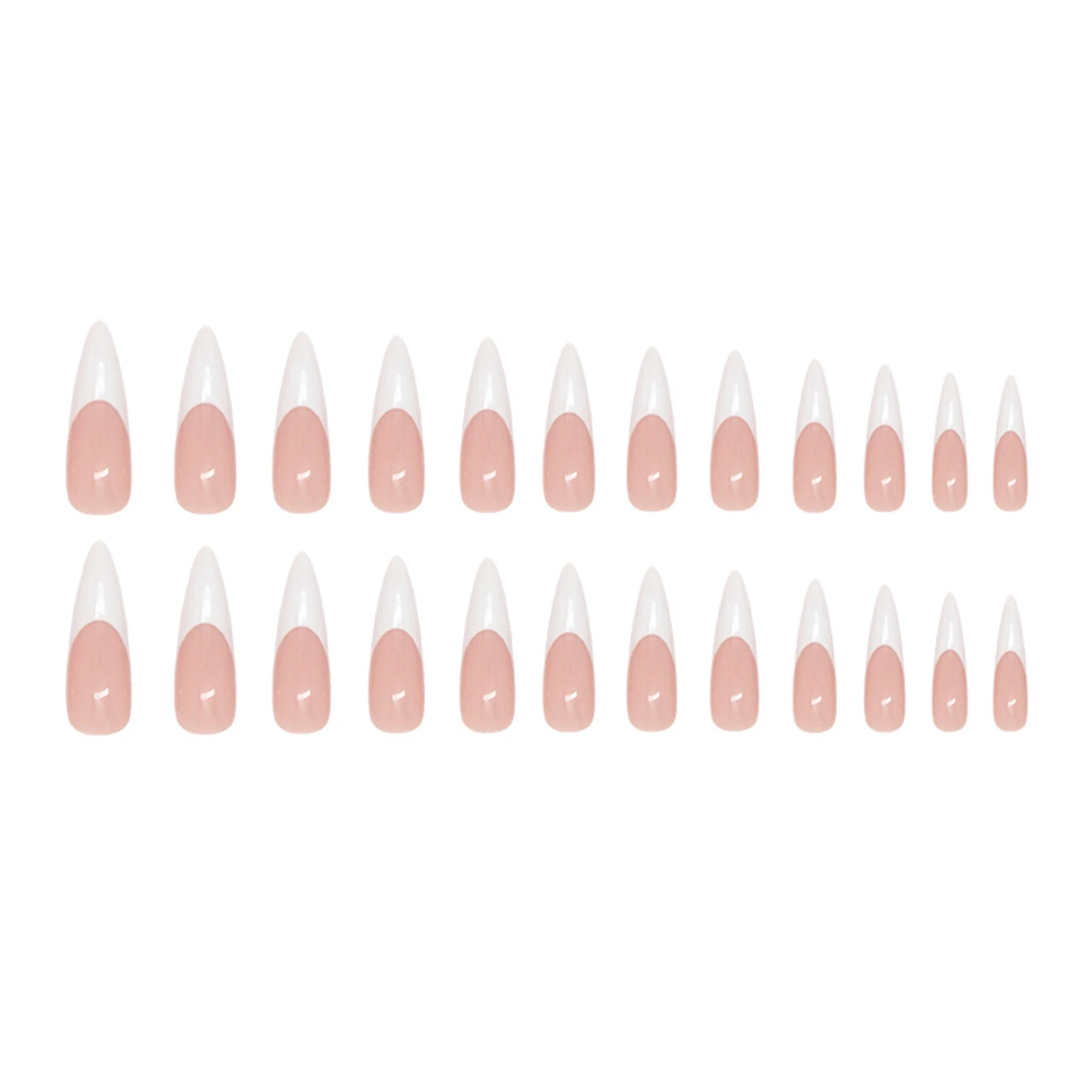 24 Stück lange Stiletto-Kunstnägel, würzige Mädchen-Charm-Maniküre, rosa, zum Aufdrücken der Nägel, vollständige Abdeckung, französische Kunstnägel, Kunst für Frauen