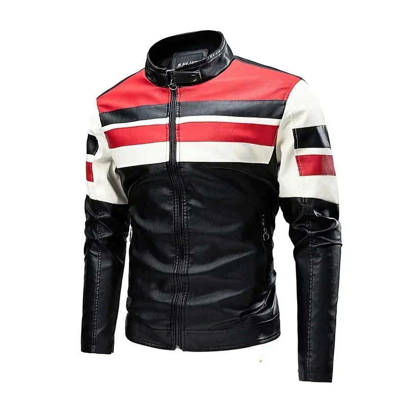 

Jacket Multi Pocket Casual Motorcycle PU Leather Jackets Plus Size Spring for Mens New Zipper Jacket High Quality Male