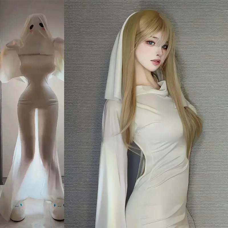 Disfraz de Cosplay de Chica Fantasma de Anime, disfraz de princesa fantasma para vacaciones, vestido cruzado, falda ajustada de cola de pez de dos piezas para mujer