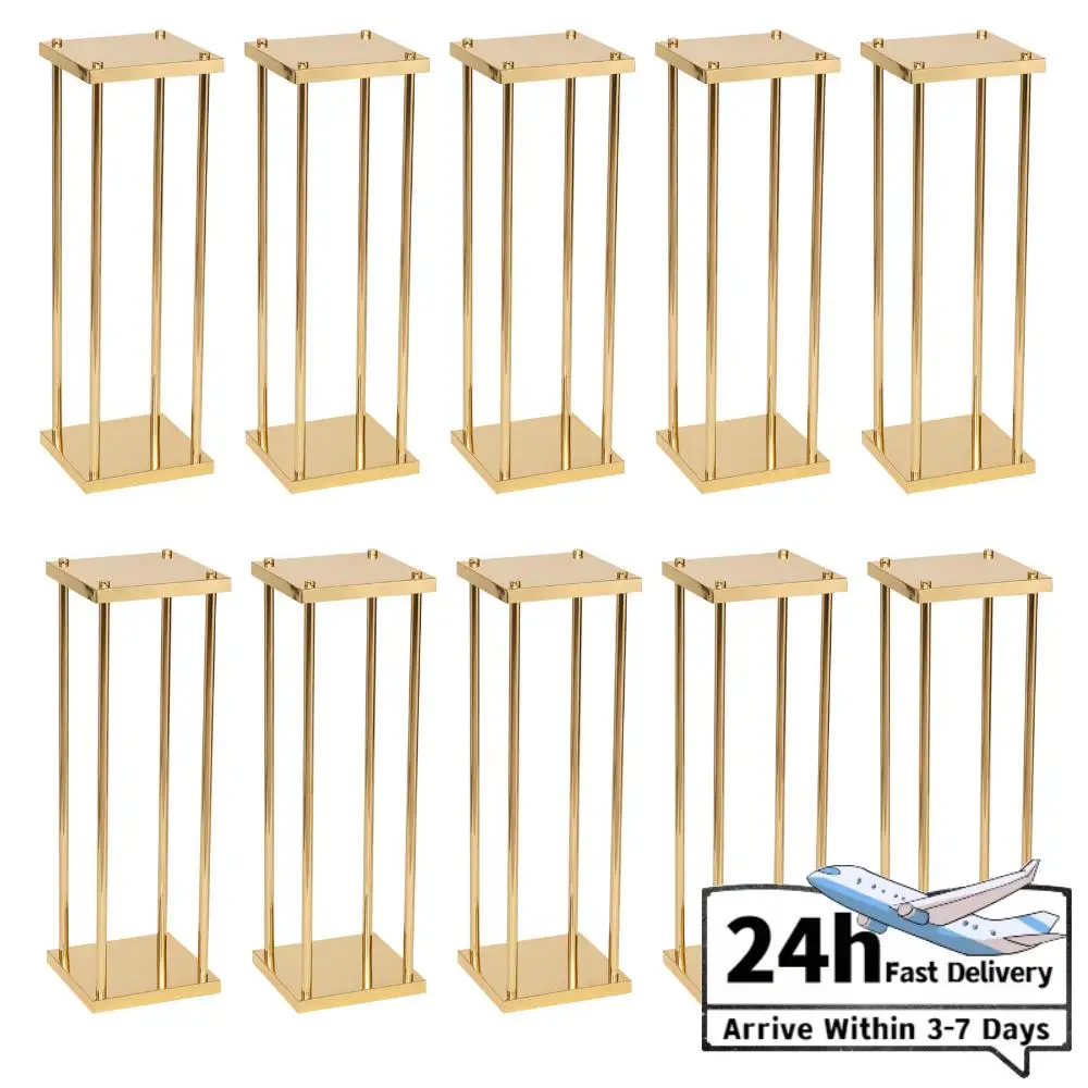 

10 Pcs Wedding Flower Stand with Plates Geometric Centerpieces Vase 23.62x7.87x7.87in for Home Party Birthday Event Decorations