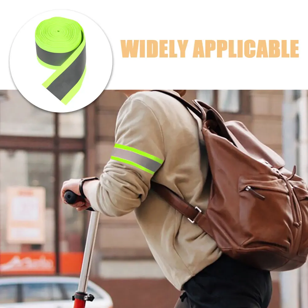 5 Meters Reflective Webbing Strip Fluorescent Safety Fabric Sew-On High Visibility Ribbon For Clothes Gear Jackets Bags