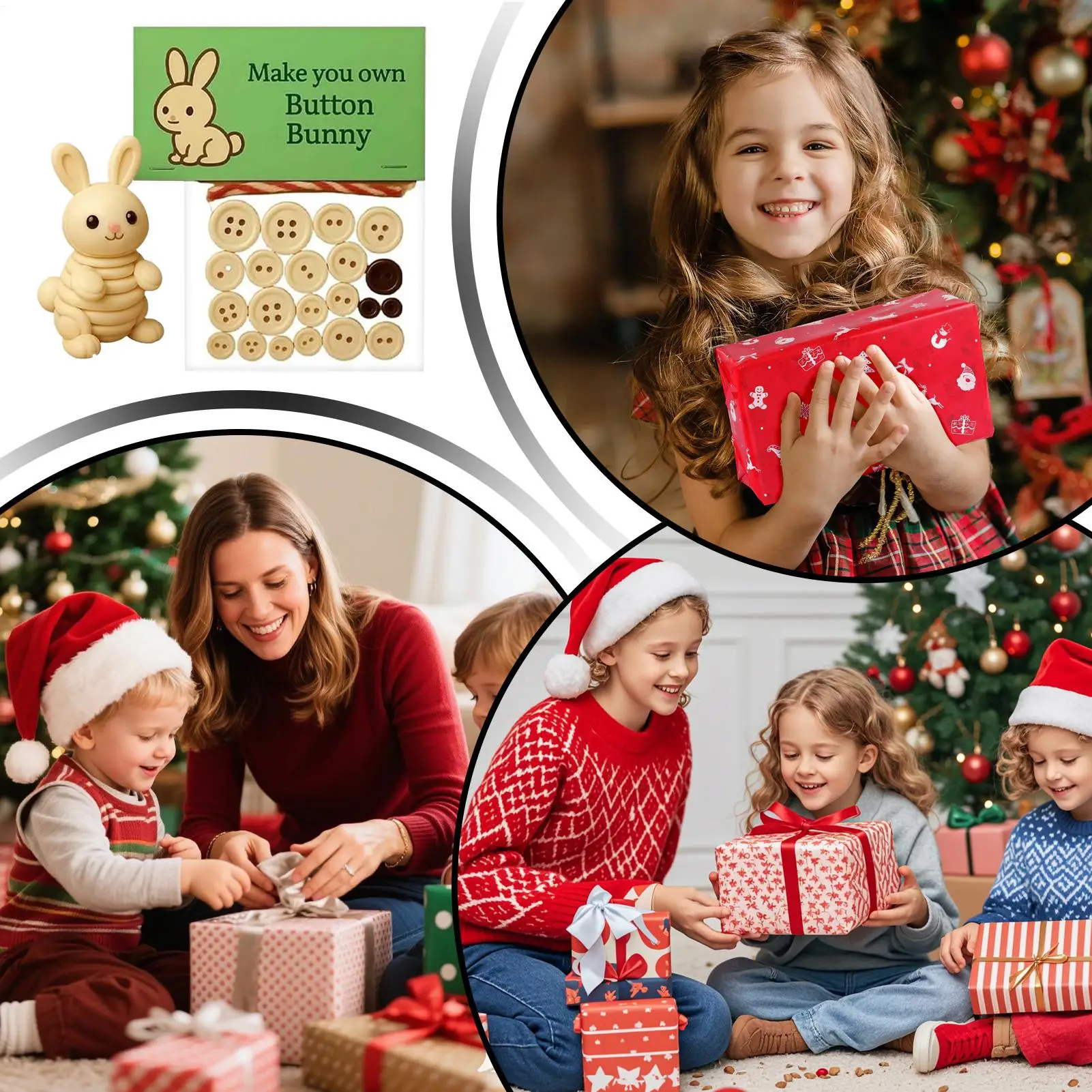 Christmas Button Ornament Making Set Fun Handmade Button Animal Ornaments Home Decorations for Car Apartment Dormitory Office