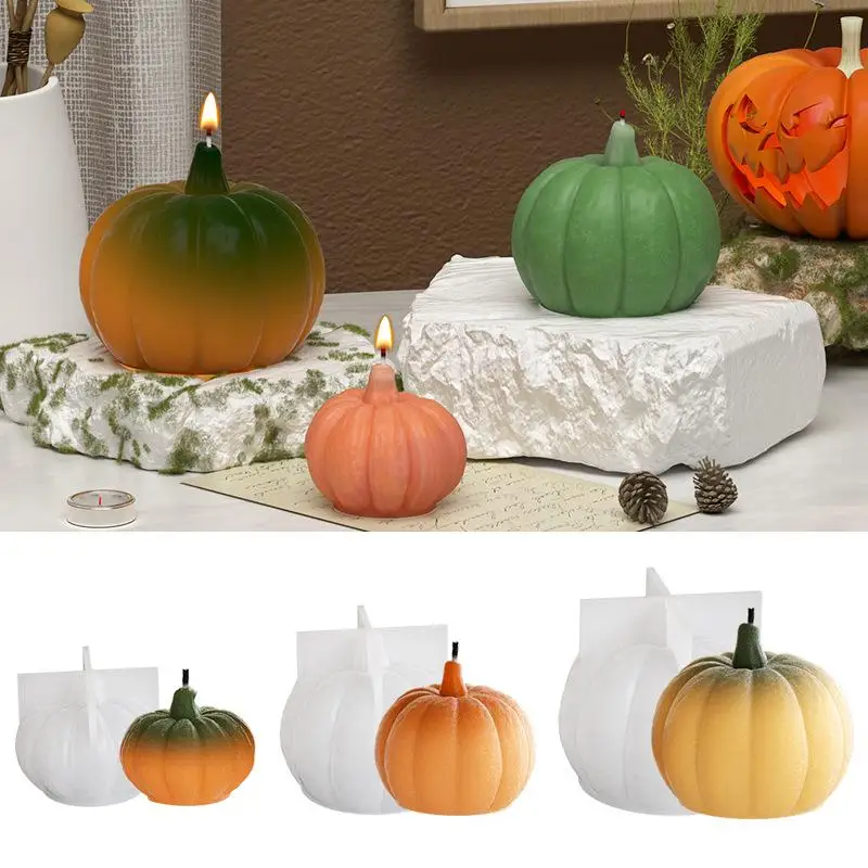 S/M/L Pumpkin Silicone Candle Mold DIY 3D Halloween Ornament Scented Candle Mold Concrete Craft Gift Party Decor Making Tools