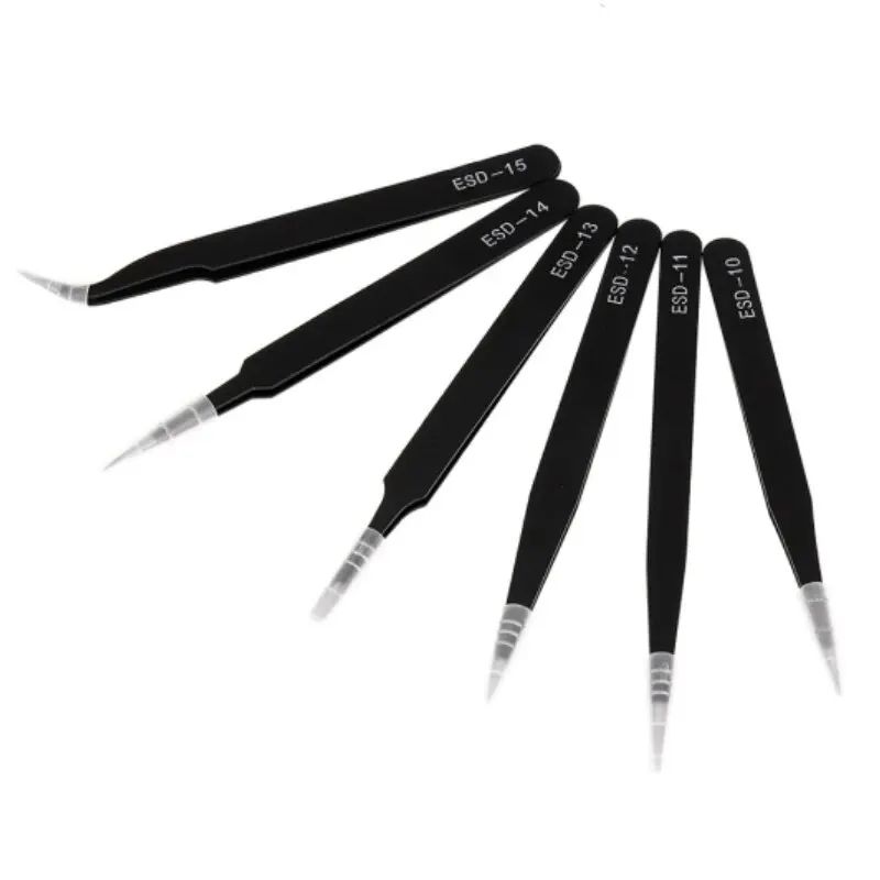 Stainless Steel Curved Straight Black Tweezer Nail Art Rhinestones Nipper Picking Tool Sequins Beads Making Tool Hand Tool Set