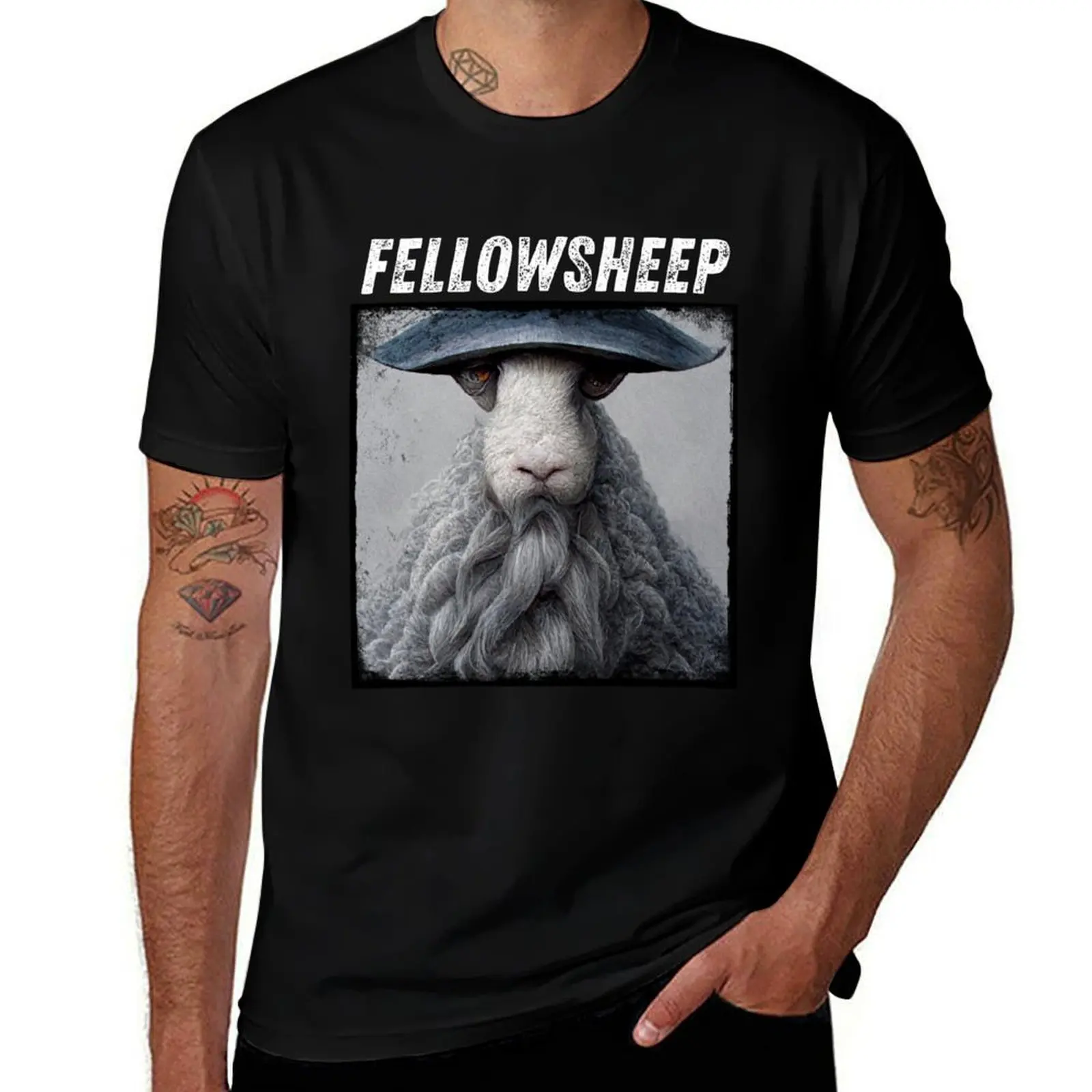 Fellowsheep - Wizard Sheep - Funny T-Shirt Basic Simple Design Short Sleeve Shirt