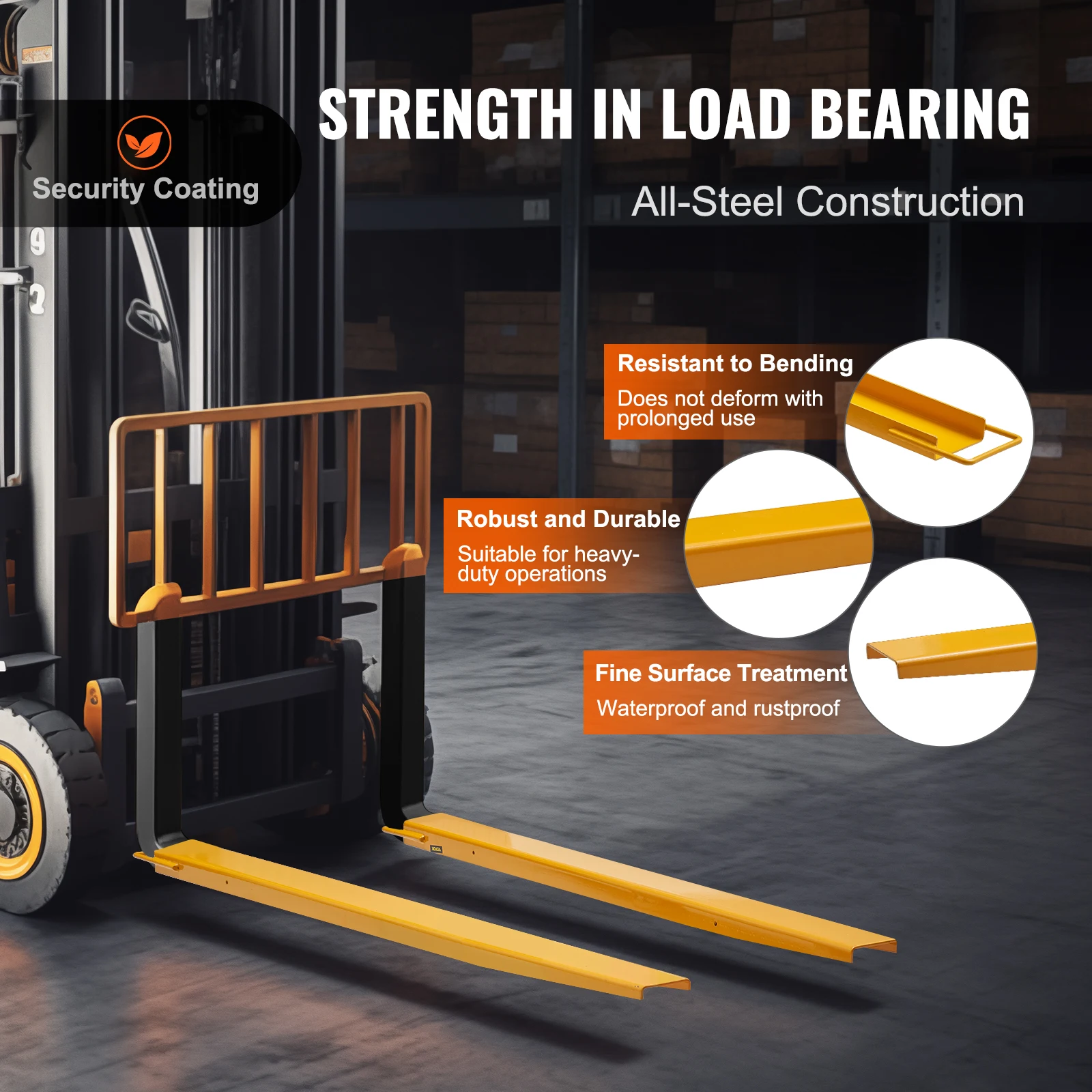 Imagem -03 - Vevor-forklift Attachments Sleeve Pallet Fork Extensions Aço Carbono Armazém Caminhão Manuseio de Cargas 60 72 84 96in