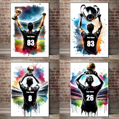 Personalized Football Player custom Name Canvas Painting Poster Unique Football Prints Idea Sport Gift First Name Man Art Prints