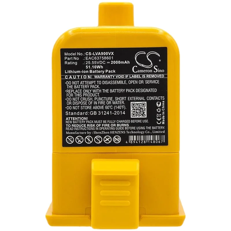 

Cameron Sino 2000mAh Vacuum Cleaner battery EAC63382201, EAC63382202, EAC63382204 for LG A9MASTER2X,A9MULTI2X,A9PETNBED,A958SA