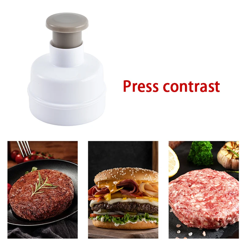 

1pc Hamburger Patty Press Food Grade White Plastic Cake Press Handheld Portable Hamburger Patty Maker Kitchen Accessories