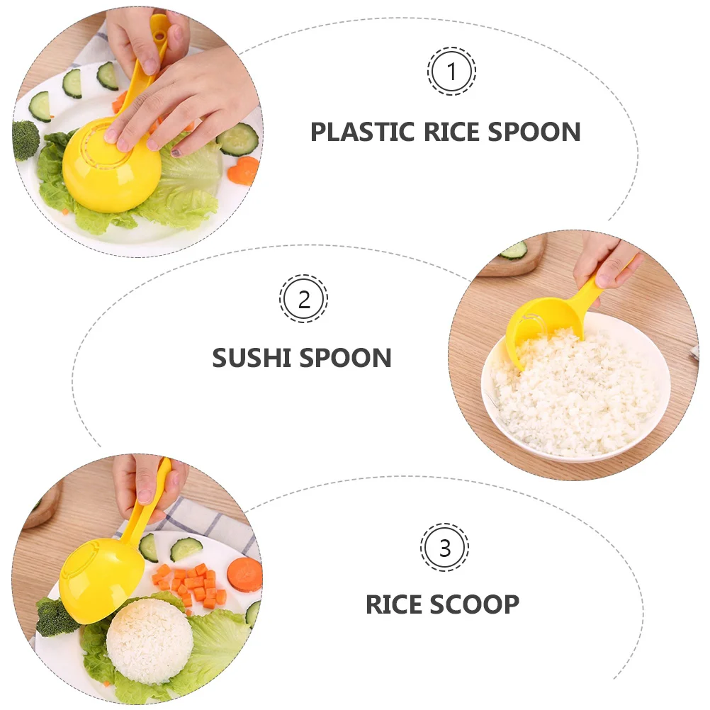 4 Pcs Half Round Rice Spoon Spoons Semicircular Plastic Cooker Scoop Kitchen Gadget Hotel Meal Hollow Home