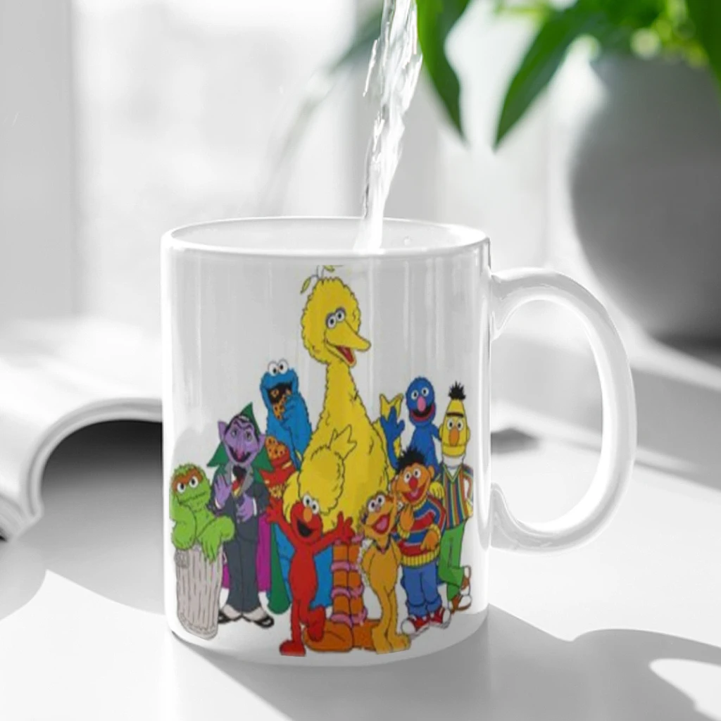 Sesame Cartoon Street Cookie Anime Cartoon Milk Mocha Cup Coffee Tea Cup Cute Animal Breakfast Dessert 11oz Milk Water Cup Gift