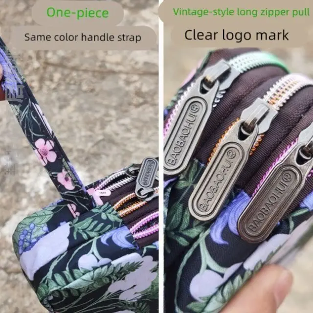 

Fashionable Printed Ladies Clutch Bag Mobile Coin Purse Three Zipper Wallet New 2025 Multi-Functional Compact Bag