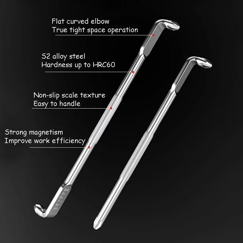 

Lengthened Screwdriver Bit Phillips Slotted Hex Torx 90-Degree Right Angle Elbow Magnetic Z/L Shape Bit Driver S2 175/160mm
