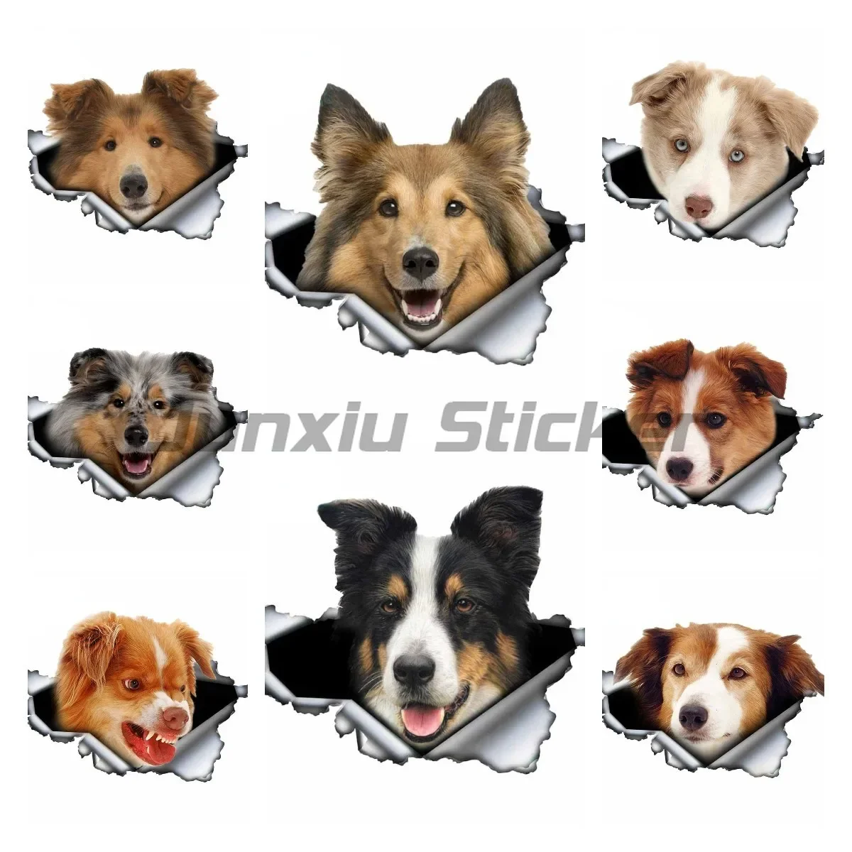 

Collie Dog Car Sticker Original 3D Torn Metal Design Vinyl Rear Windshield Trunk Custom Decal DIY Pet Dog Souvenirs Decal