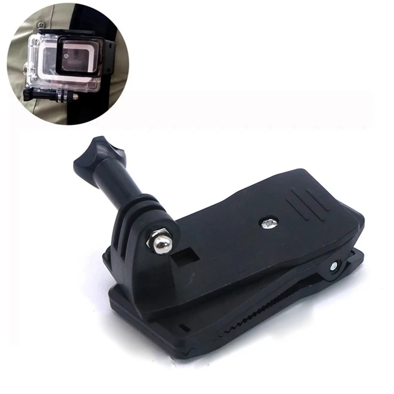 A23F-360 Rotary Action Currency Cam Sports Camera Quick Clip Backpack Strap Mount Clamp Holder