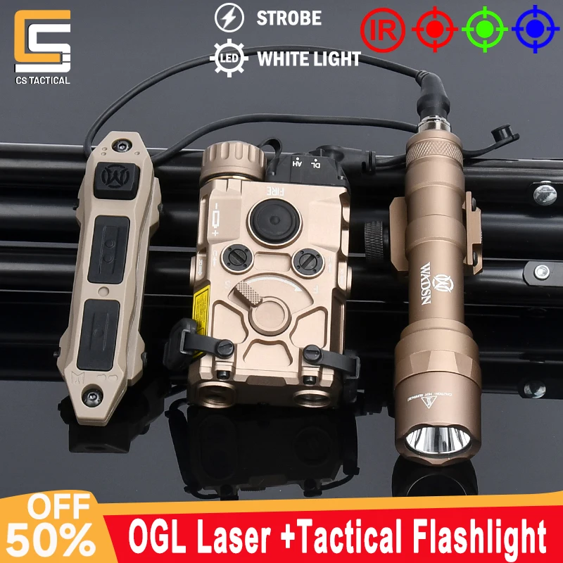 WADSN Metal Tactical Visual Blue Red Green Laser M600U/M300A Flashlight Set Hunting Weapon Reconnaissance Light Pressure Switch