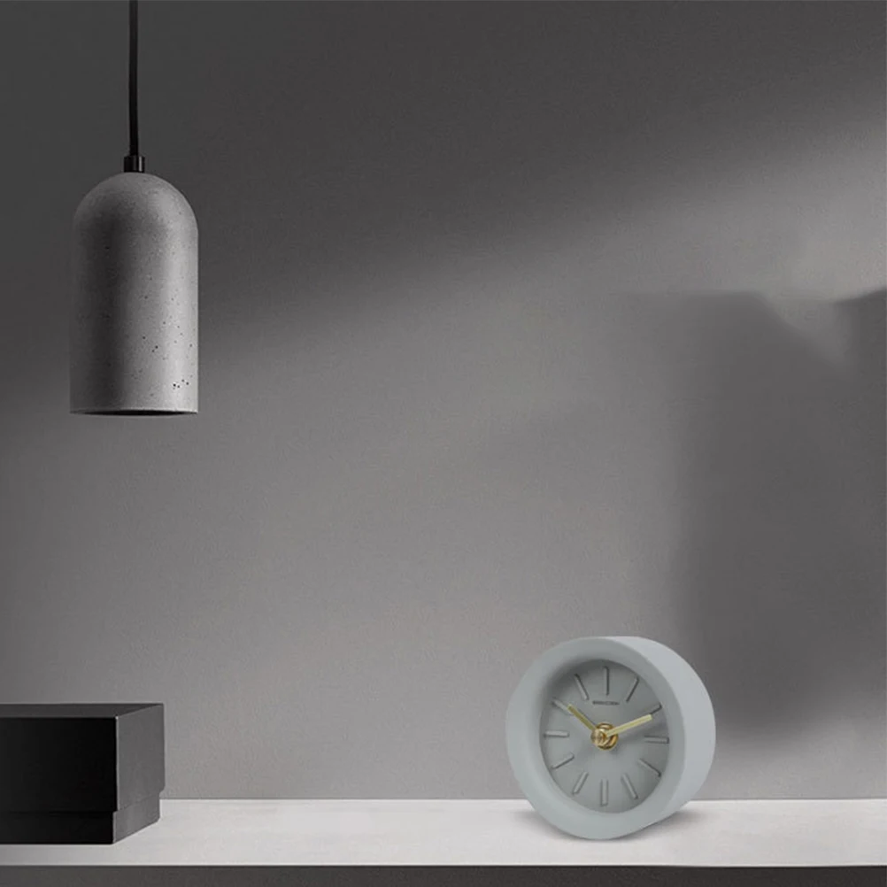 

1Pcs Cement Table Clock Light Grey Industrial Desktop Clock for Bedroom Office Living Room Home Decoration