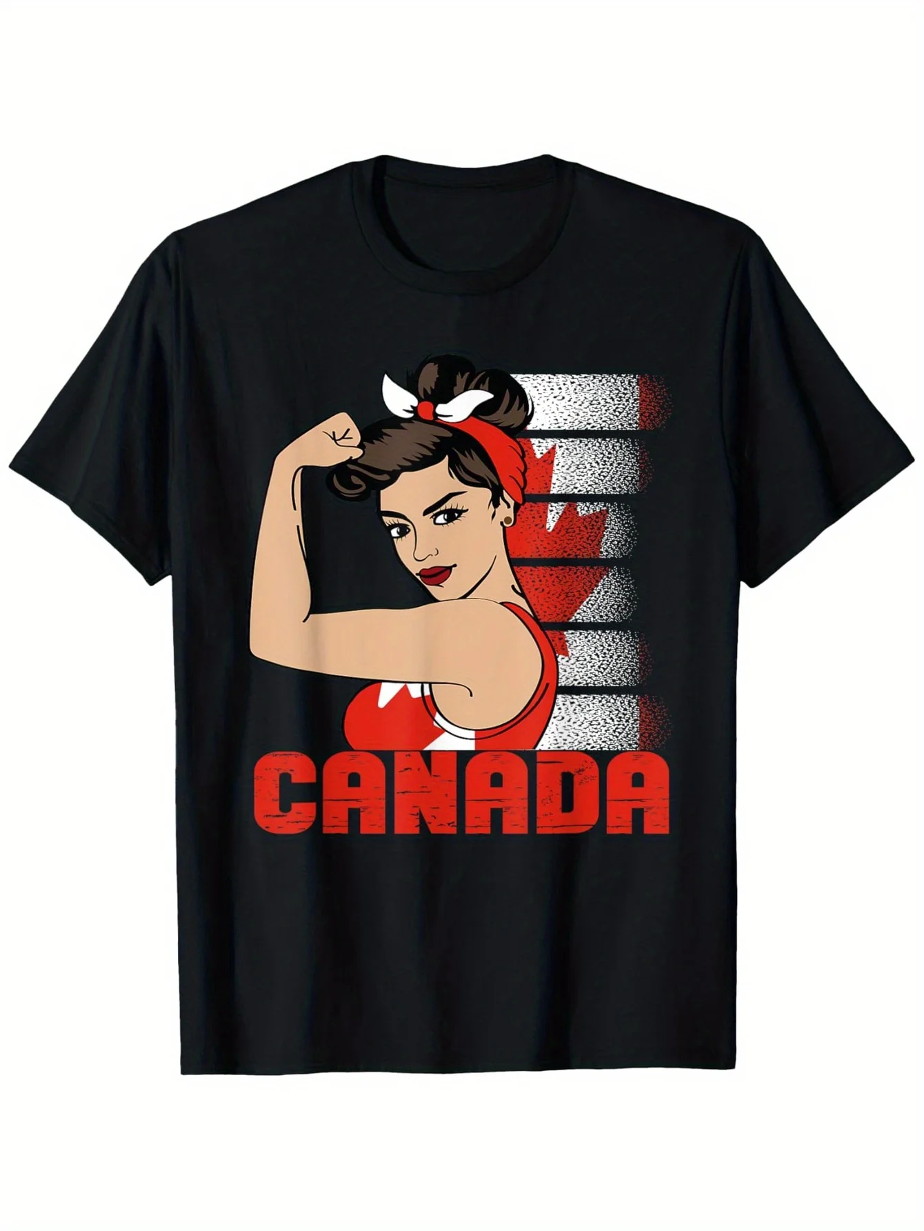 

Canadian Pride Graphic T-Shirt - 100% Cotton, Black with Maple