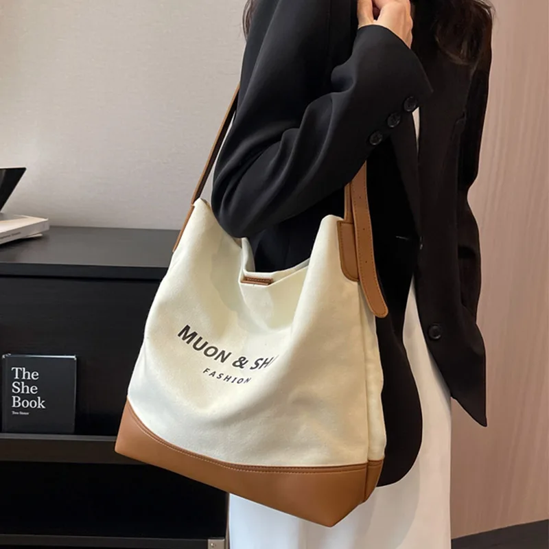 Sacs seau en toile pour femmes, sacs à main à bandoulière initiés par la fermeture éclair, sac à provisions, marque de luxe, tendance de la mode,