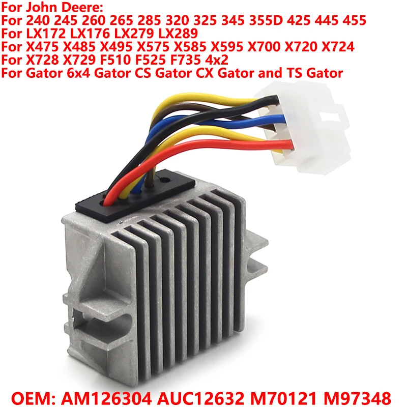 

Voltage Regulator Rectifier For John Deere LX172 LX176 LX279 LX289 X575 X595 F525 F735 X728 X724 AM126304 AUC12632 M70121 M97348