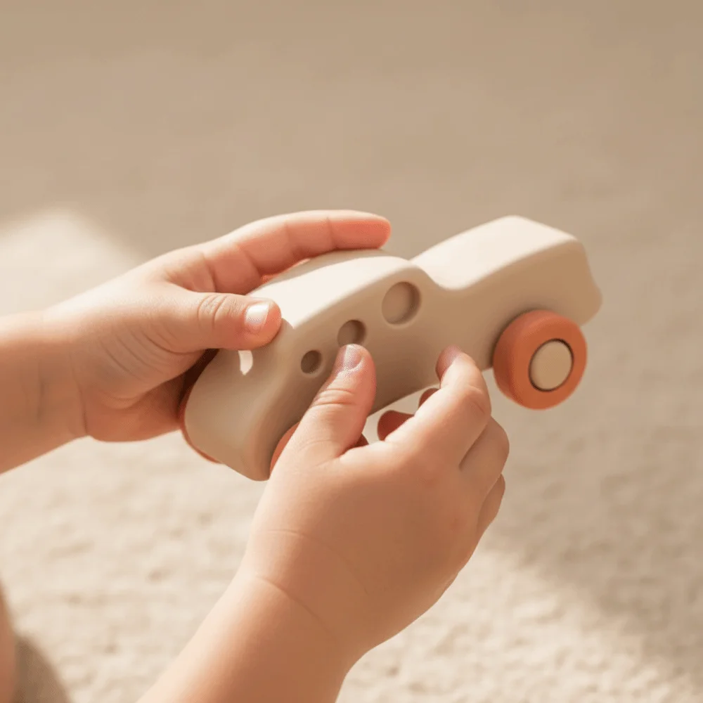 Calmar las encías doloras, juguete mordedor de silicona, juguete mordedor de grado alimenticio sin BPA, coche de dentición, coche de silicona para bebé de dibujos animados para niños