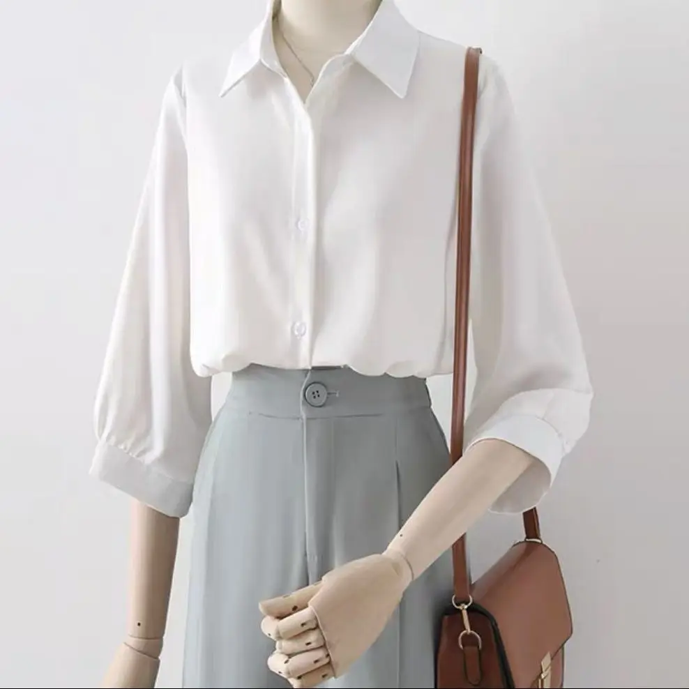 XEJ Chiffon Blouse for Women Blouses Summer 2023 Woman Korean Top White Shirt Woman Vintage Office Clothing Top Female