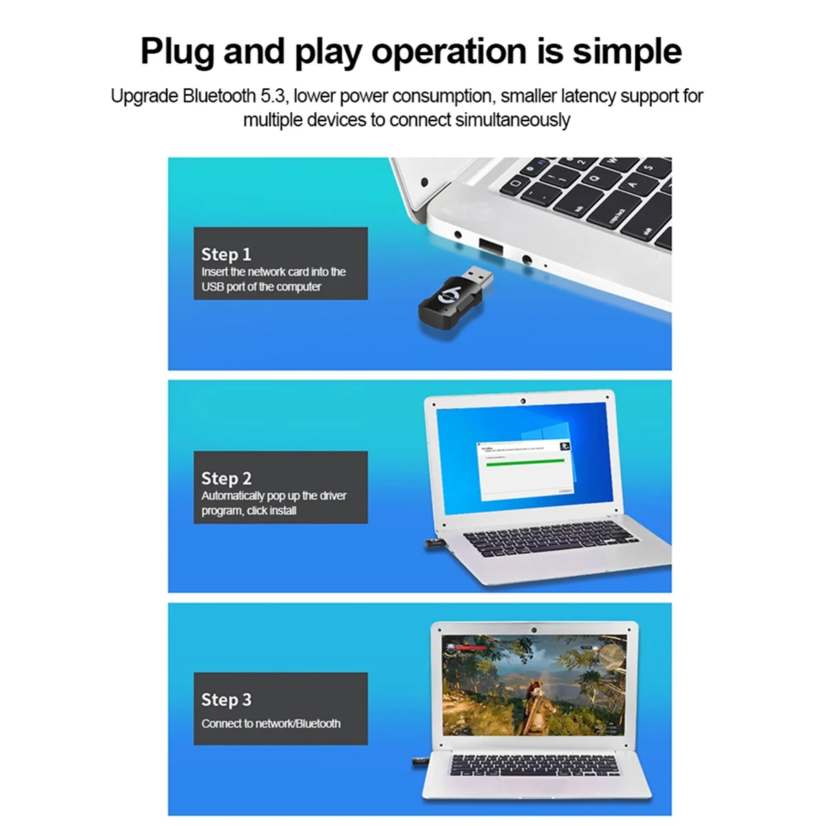 

Hot Sale USB WiFi Adapter 900Mbps Bluetooth 5.3 Wireless Dual Band 2.4G/5GHz WiFi USB Dongle Wlan Recevier for PC/Laptop