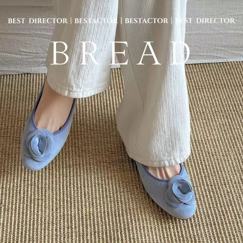 2026 new spring summer women pumps natural leather 22-24.5cm kid suede+sheepskin+pigskin round toe flower women shoes fashion