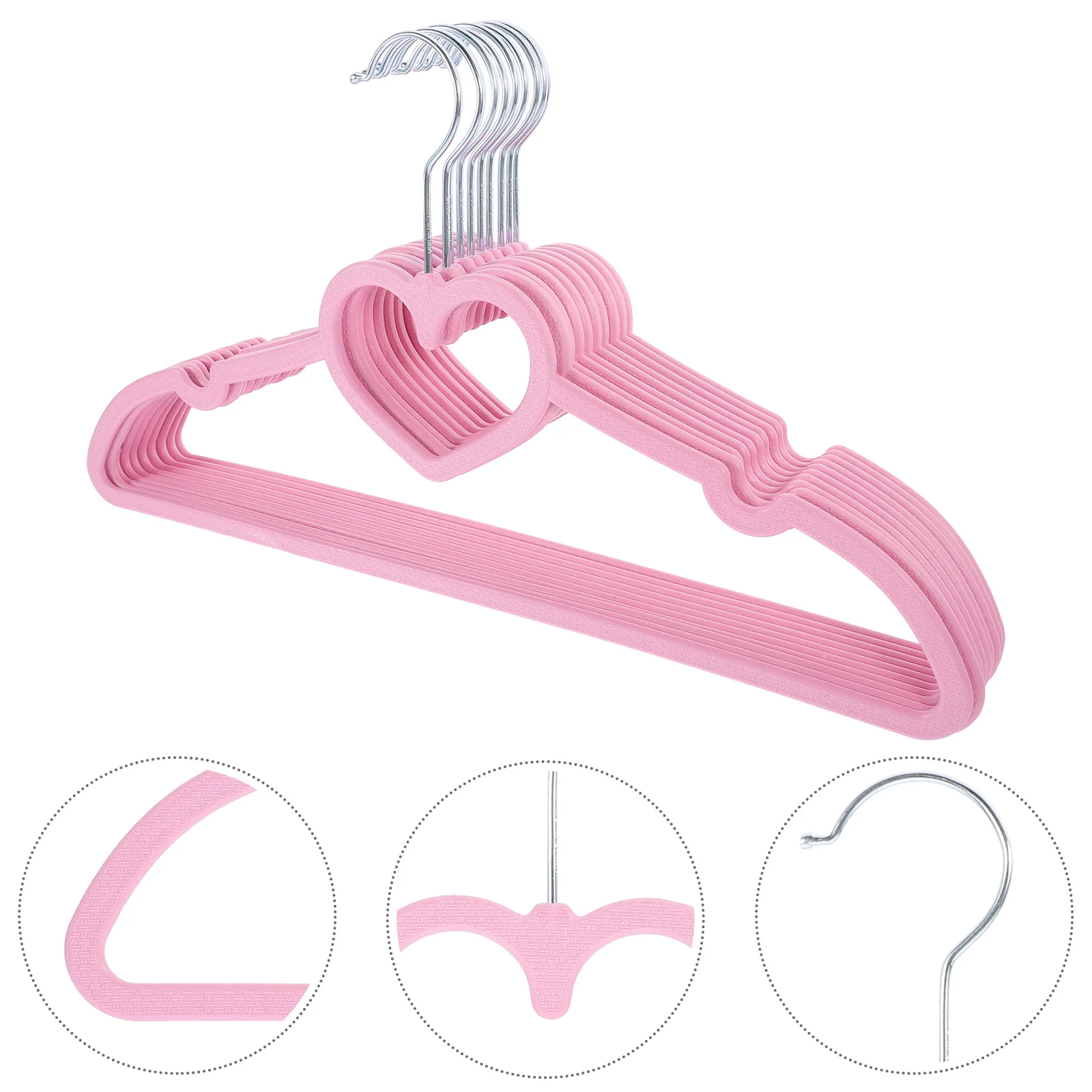 20 PCS Hanger Heart White Hangers Velvet Baby Practical Cloth Drying Rack Teen Pink Clothes