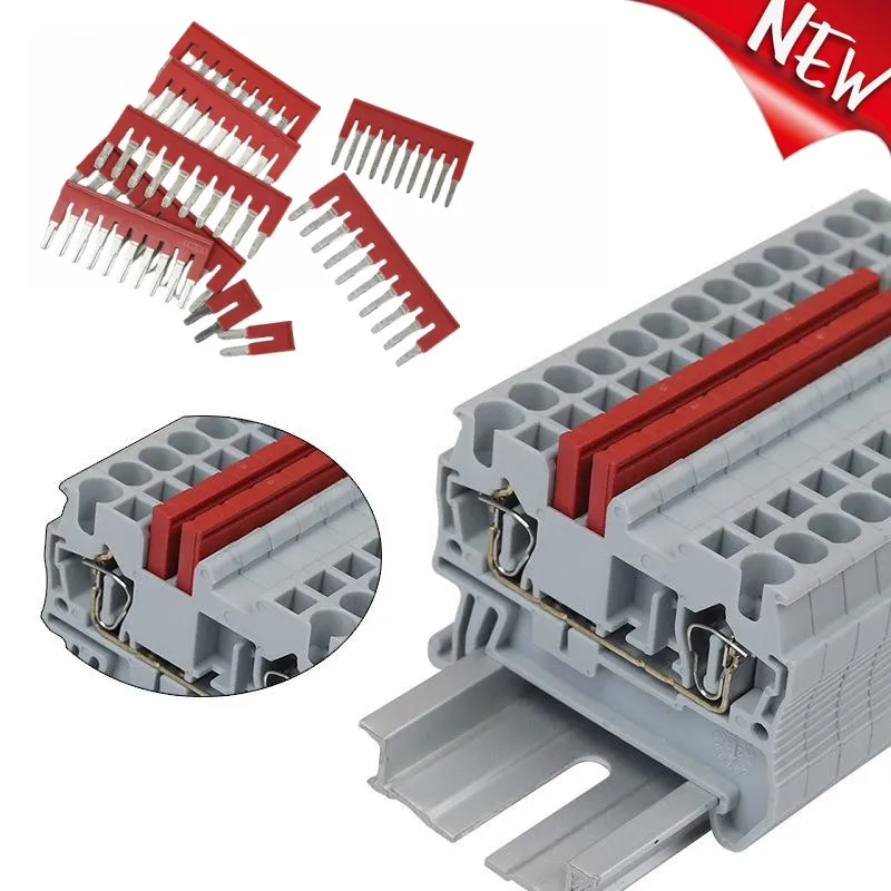 2/3/4/5/10 Seats Terminal Strip Jumper Plug-in Fixed Bridge PT ST UT DIN Rail Terminal Blocks center connection bar Accessories