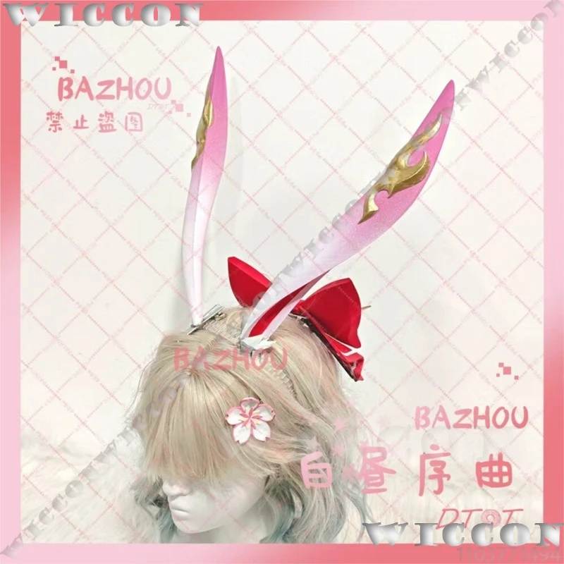 Evanescia Game Honkai: Star Rail Cosplay Pink Ears 3D Printed PLA Prop Cute Prop Red Bow Flower Woman Cos Accessories Halloween - view 2