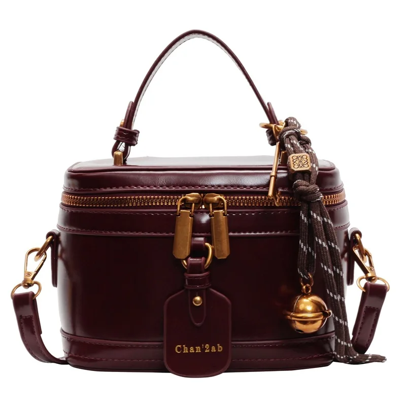 

Luxury Designer Oil PU Leather Women's Handbag Retro Crossbody Bag Bucket Tote