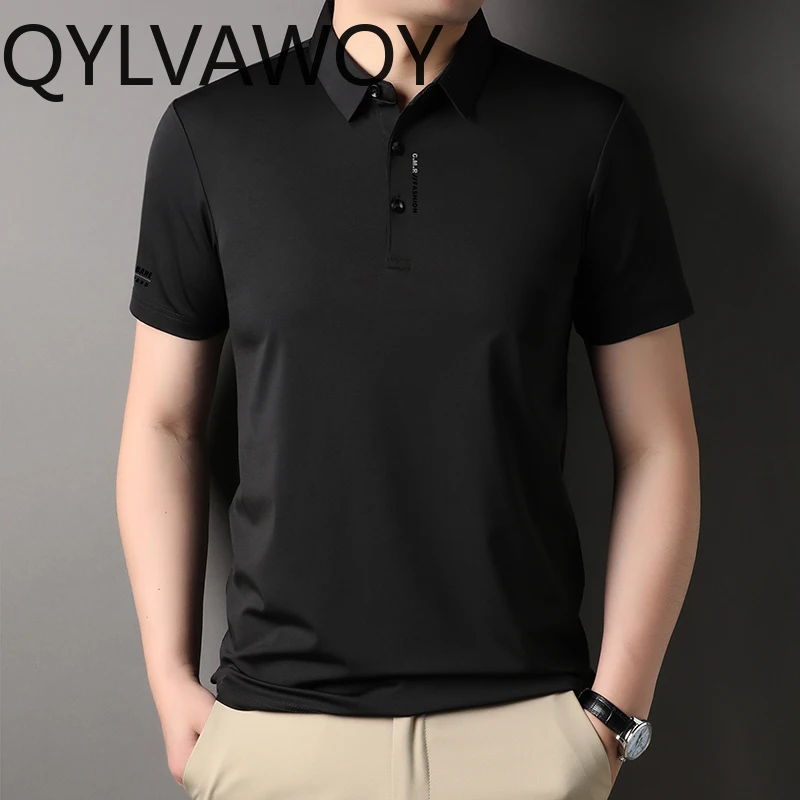 QYLVAWOY Polo Shirts Men Summer Clothes Fashion Short Sleeve Top Businss Causal Mens T Shirts Soild Color 2024 Футболка Мужская