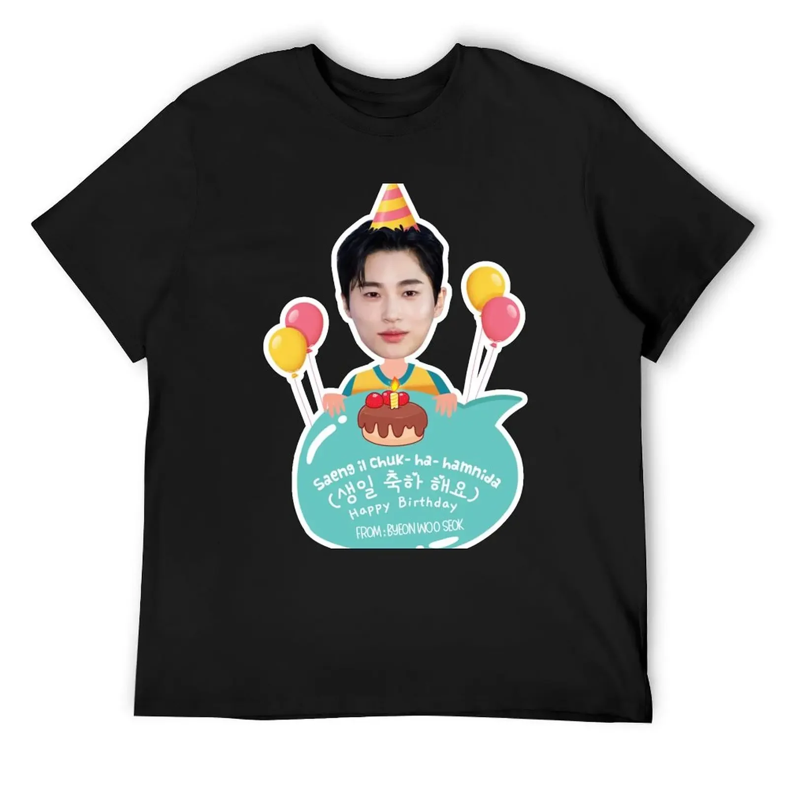 Lovely Runner Kdrama - Byeon Woo Seok Happy Birthday T-Shirt cotton graphic tees Blouse mens t shirts casual stylish