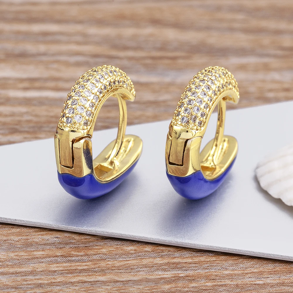 

AIBEF New Fashion Enamel 6 Colors Geometric Rhinestone Adjustable Earrings Women's Simple Design Jewelry Party Personalized Gift