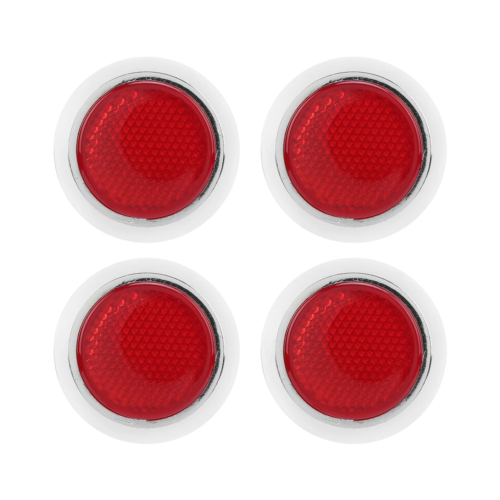 4PCS Red Reflector ABS Chrome Trim Round Reflective Protection For Automobile Motorcycle