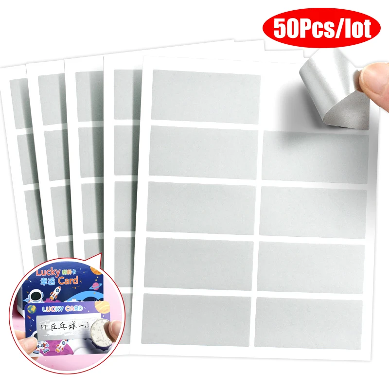 50pcs Reward Scratch Card Film Coated Stickers Scratch Off Labels Diy Children's Redemption Vouchers Scratch Sticker