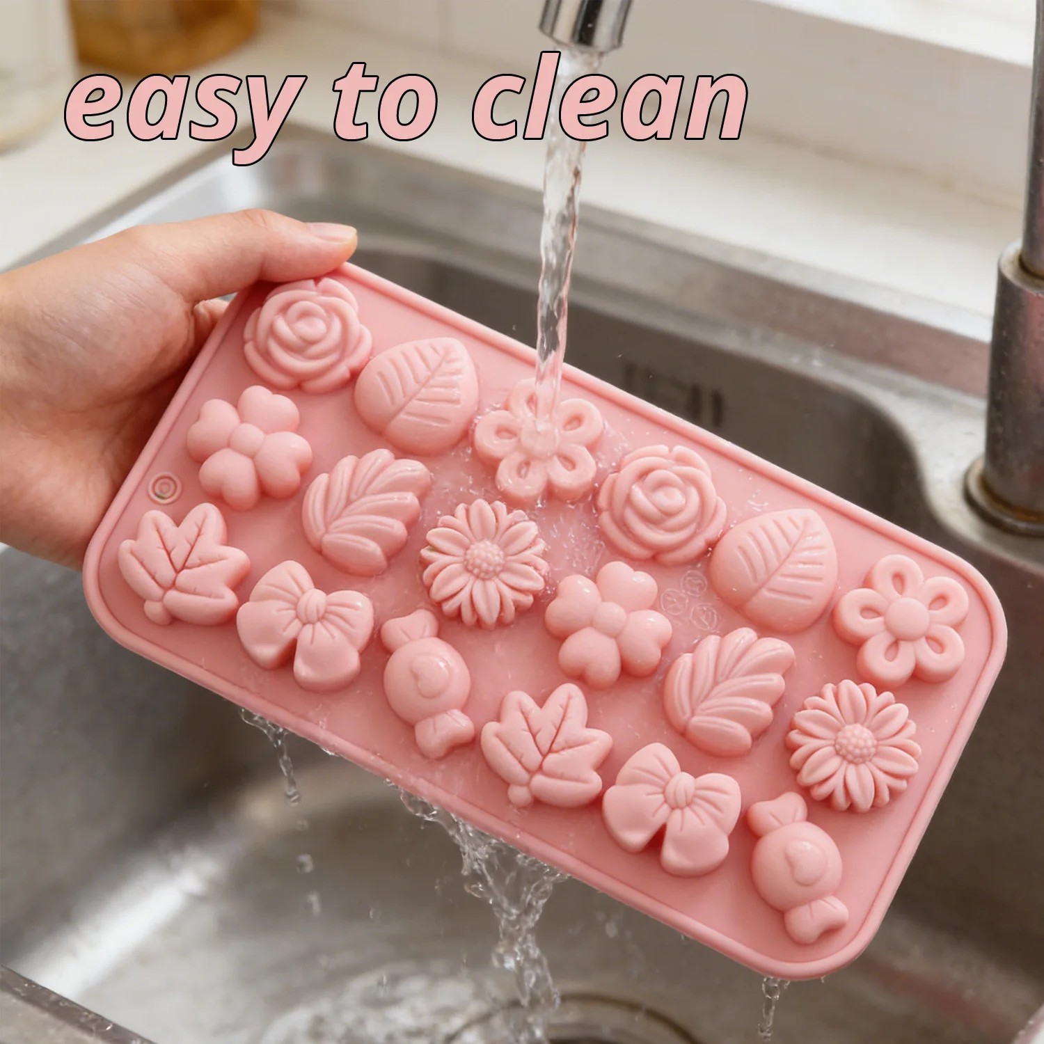 1 Pack of Silicone Chocolate Candy Molds, Various Flower and Leaf Shapes, Cute Candy Cake Molds, Decorative Tools, DIY Pudding Cookie Molds image 4