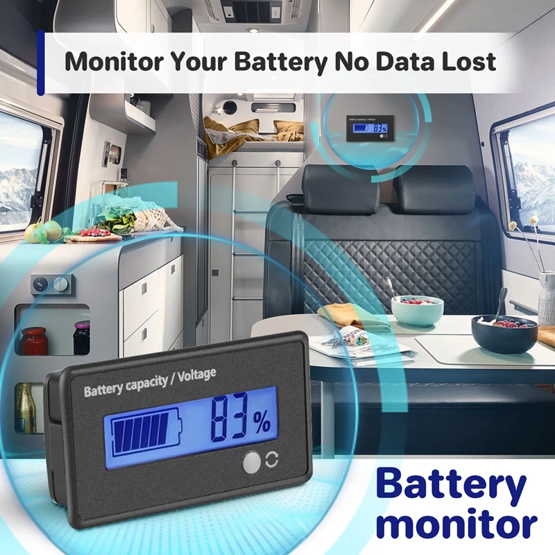 Battery Meter Battery Capacity Voltage Monitor, DC 12/24/36/48/60/72/84V Battery Capacity Voltage Gauge Indicator