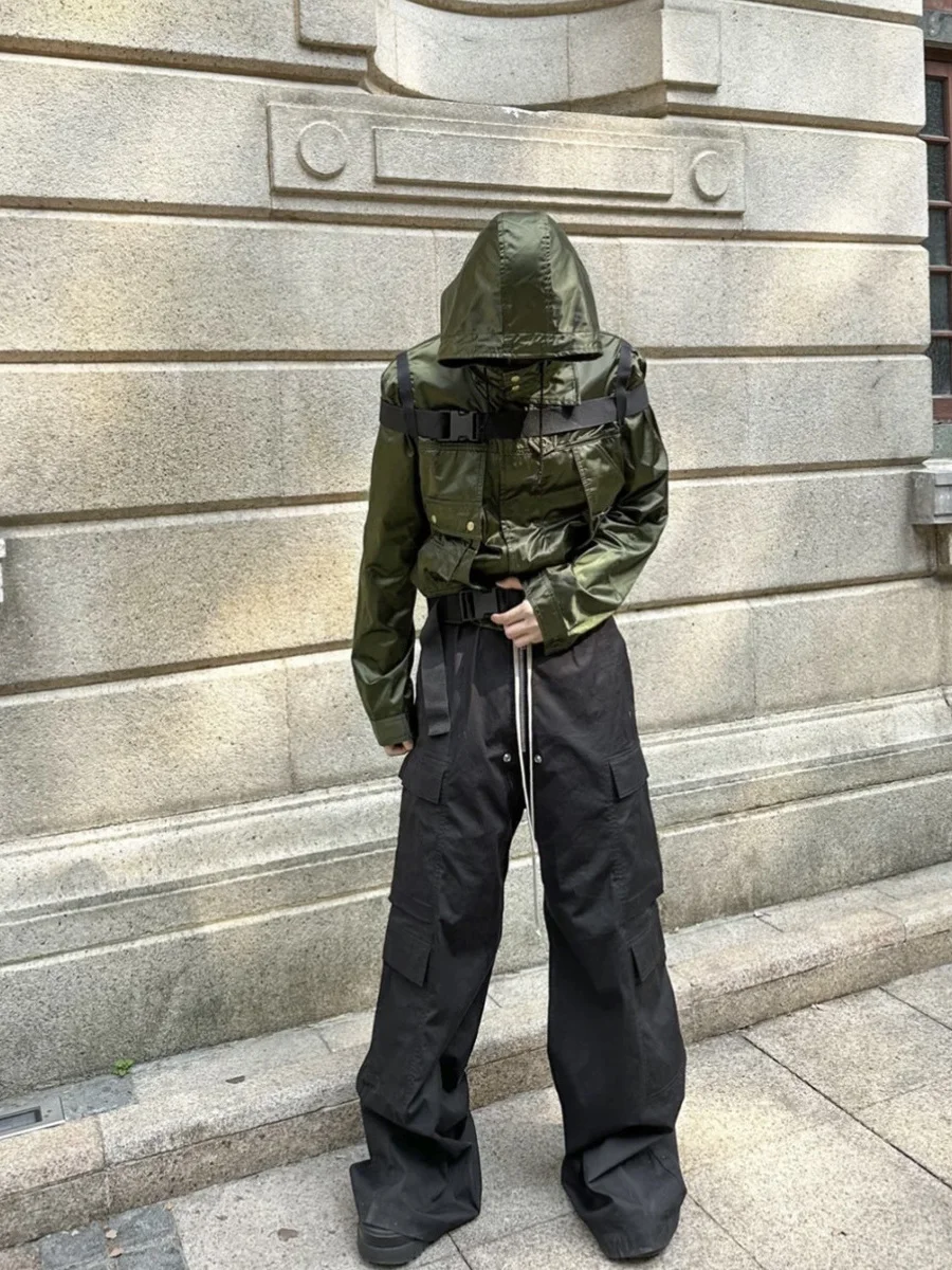 

RO Sle American High Street Wide Leg Workwear Pants Men's Trendy Cargo Multi ket Casual Floor-Length Bell Bot