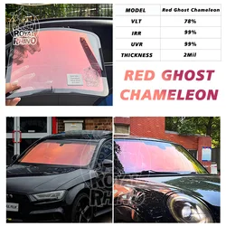 100/76/50cm Ghost Rose Red Chameleon VLT78% Windscreen Foils Car Front Rear Window Tint Windshield Protection Solar Tint Film