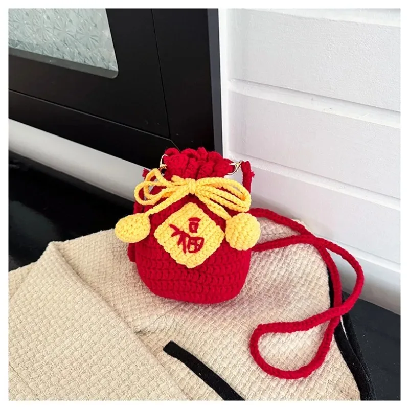 

Handcrafted New Year Red Envelope Bag Cute Children's Gift Bag Handheld Slant Crossbody Bag for Kids