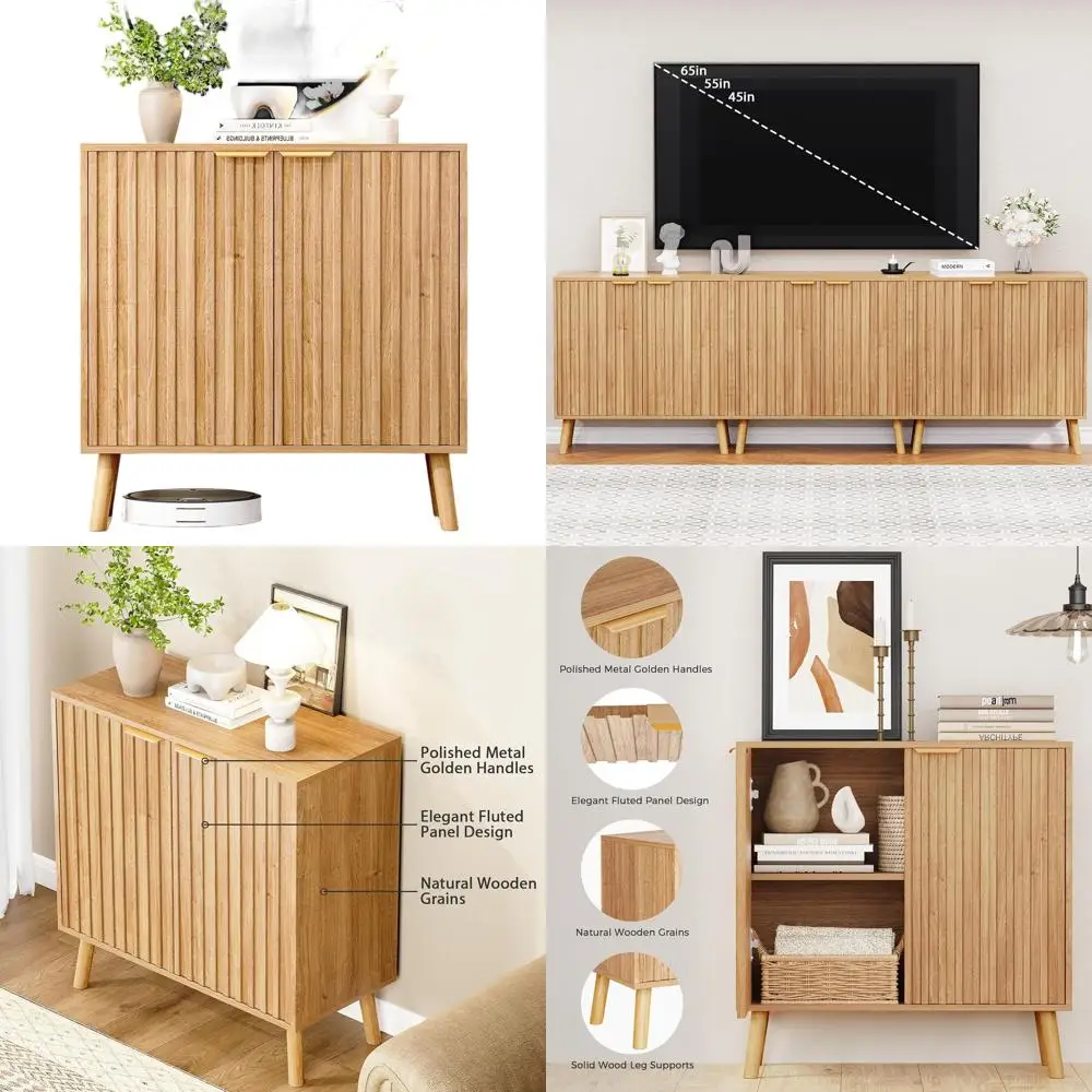 Modern Entryway Buffet Cabinet with Fluted Design for Living Room and Console Table Use