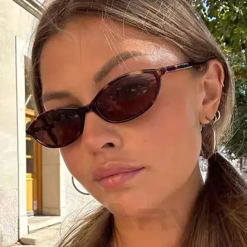 2025 Dam Leopard Bruna Solglasögon Modemärke Små Bågar Solglasögon Dam Retro Ovala Glasögon Skugga Oculus De Sol 10 best sales solglasögon med litet ansikte för kvinnor - №1