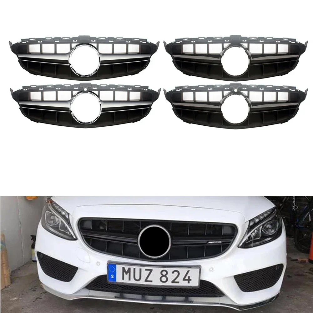 Car Front Racing Billet Bumper Grille Upper Facelift Grill For Mercedes-Benz W205 C-Class 2015 2016 2017 2018