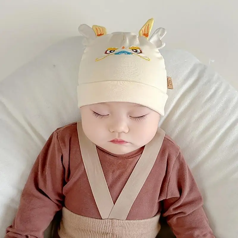 N84E Zachte Hoed Baby Borduren Draak Bonnet Caps Lente Herfst Hoed voor Baby Peuter