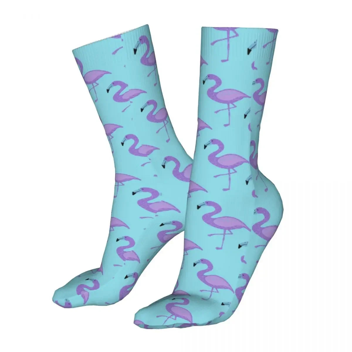 Flamingo Pattern Socks Men Women Polyester Casual Purple Socks Crazy Spring Summer Autumn Winter Socks Gift