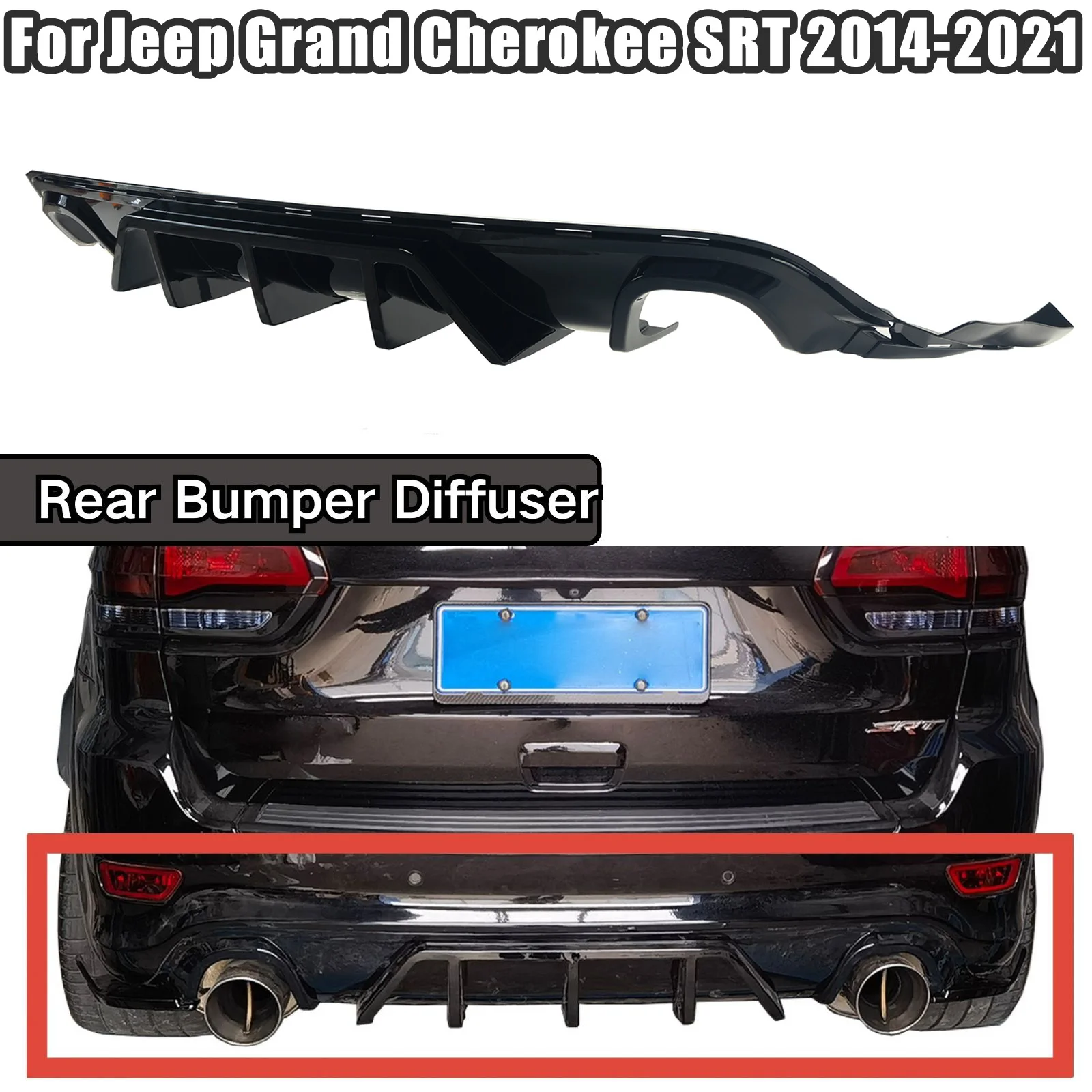 For Jeep Grand Cherokee SRT 2014 2015-2021 Rear Bumper Spoiler Splitter Diffuser Body Kit Car Accessories Carbon Fiber Look