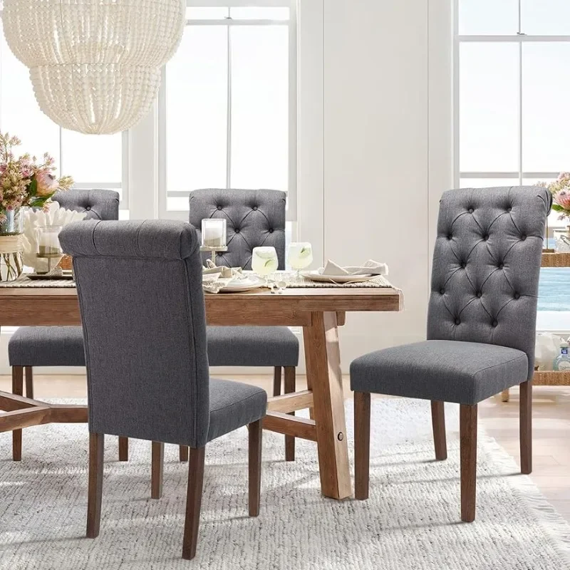 COLAMY Upholstered Dining Chairs Set of 4, Tufted Parsons Diner Fabric Dining Room Side Chair Stylish