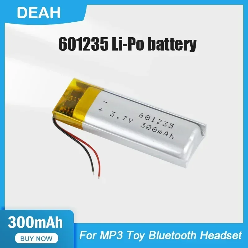 601235 300mAh 3.7V Lithium Polymer Rechargeable Battery For MP3 MP4 GPS Voice Recorder LED Light Bluetooth Headset Speaker